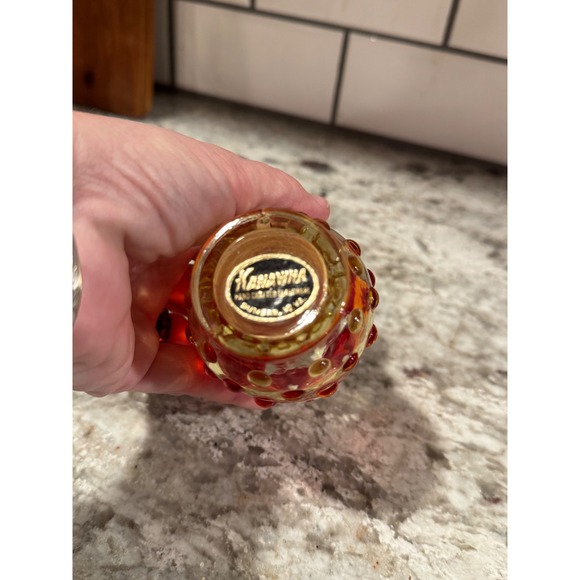 Kanawha Vintage Amberina hobnail 3.5" glass pitcher - Picture 9 of 10